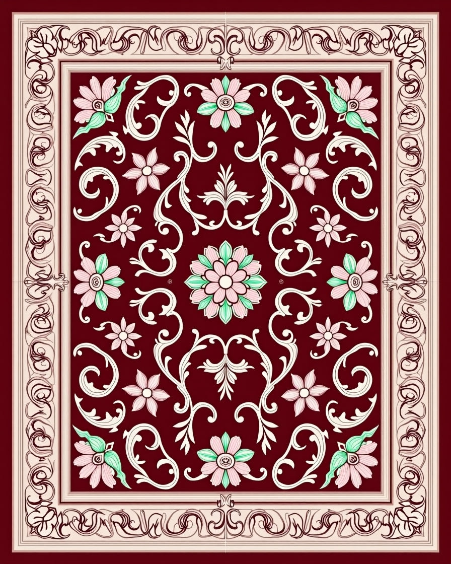 Elegant Floral Vines And Scrolls Rug