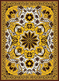 Ornate Yellow Floral Mandala Pattern Rug