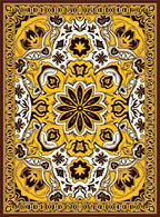 Ornate Yellow Floral Mandala Pattern Rug