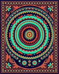 Vibrant Orange Teal Mandala Pattern Rug