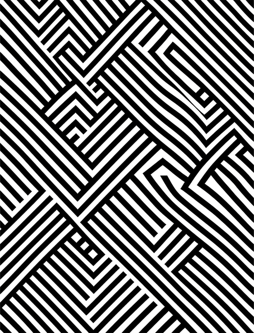 Monochromatic Linear Maze Pattern Rug