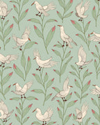 Birds And Leaves Pattern Rug