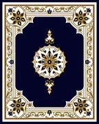 Ornate Gold Flower Medallion Rug