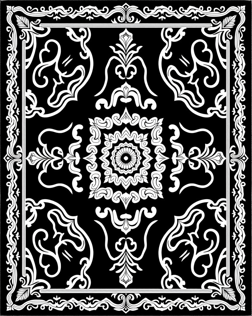 Classic Damask Inspired Ornamental Pattern Rug
