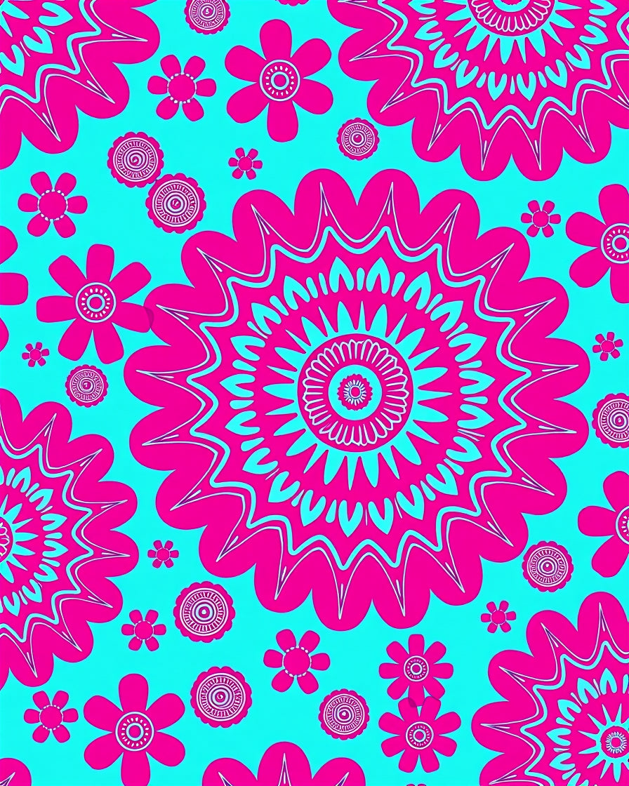 Bright Pink Floral Pattern Rug