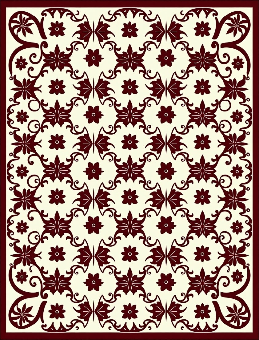 Intricate Floral Swirl Pattern Rug