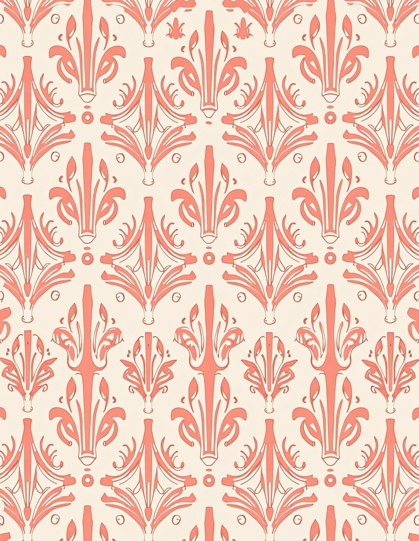 Coral Floral Damask Pattern Design Rug