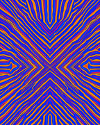 Vibrant Blue Orange Geometric Lines Rug