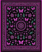 Whimsical Black Pink Butterfly Garden Rug