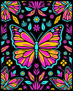Bold Butterfly Floral Pattern Rug