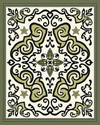Ornate Floral Scroll Tile Design Rug