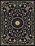 Intricate Black Floral Mandate Rug