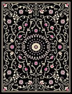 Intricate Black Floral Mandate Rug