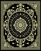 Intricate Mandala Floral Black Cream Rug