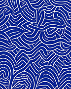 Bold Blue White Abstract Intertwined Rug