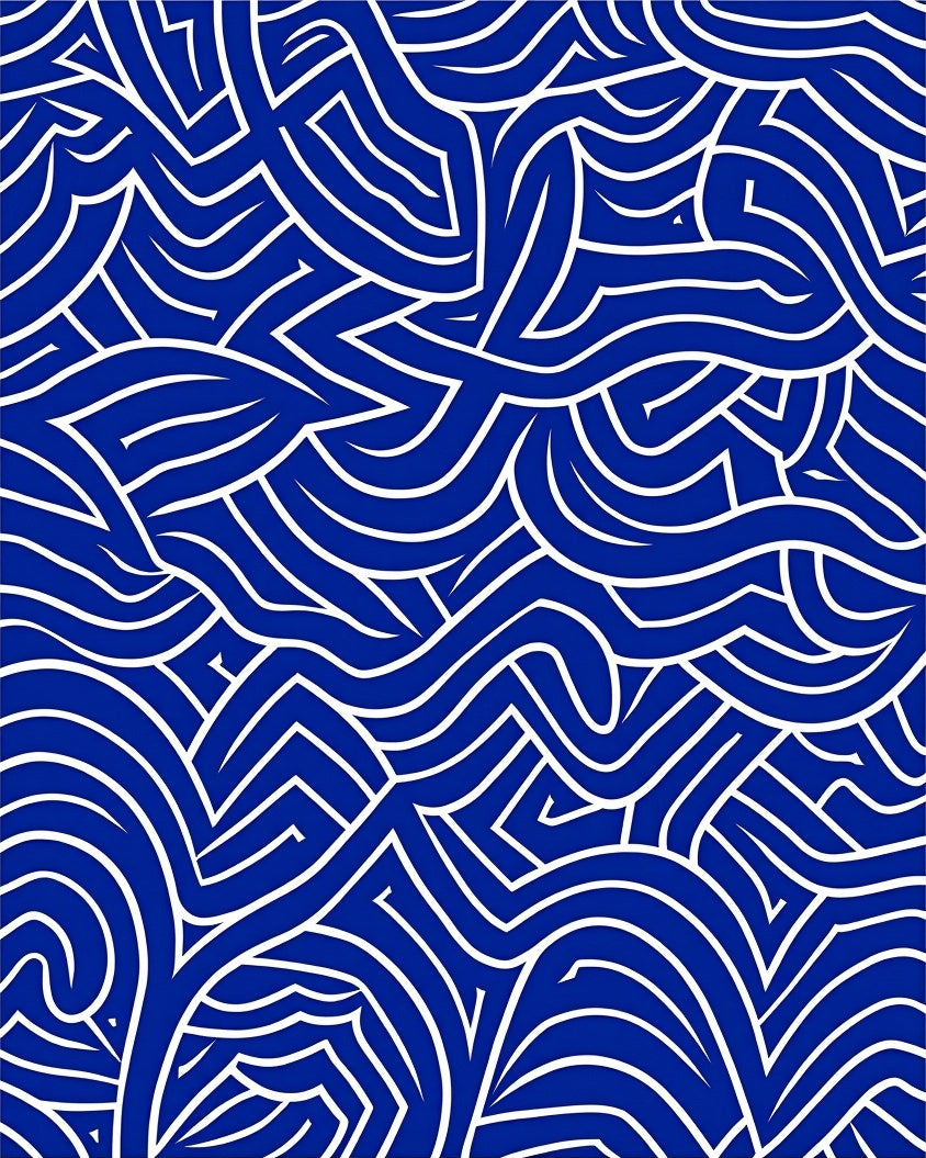 Bold Blue White Abstract Intertwined Rug