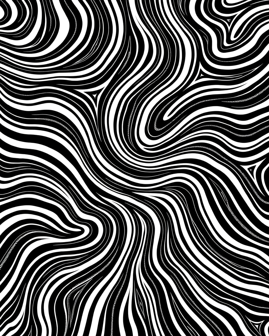 Flowing Abstract Black White Pattern Rug