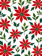 Classic Red Poinsetta Floral Arrangement Rug