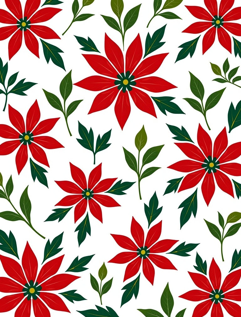 Classic Red Poinsetta Floral Arrangement Rug