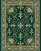 Classic Emerald Gold Floral Border Rug