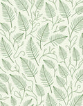 Delicate Green Fern Leaf Pattern Rug