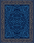 Deep Blue Ornate Floral Medallion Pattern Rug