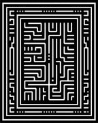 Bold Black White Maze Pattern Rug