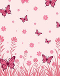 Pink Butterflies and Flowers Garden Design Rug