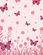 Pink Butterflies and Flowers Garden Design Rug