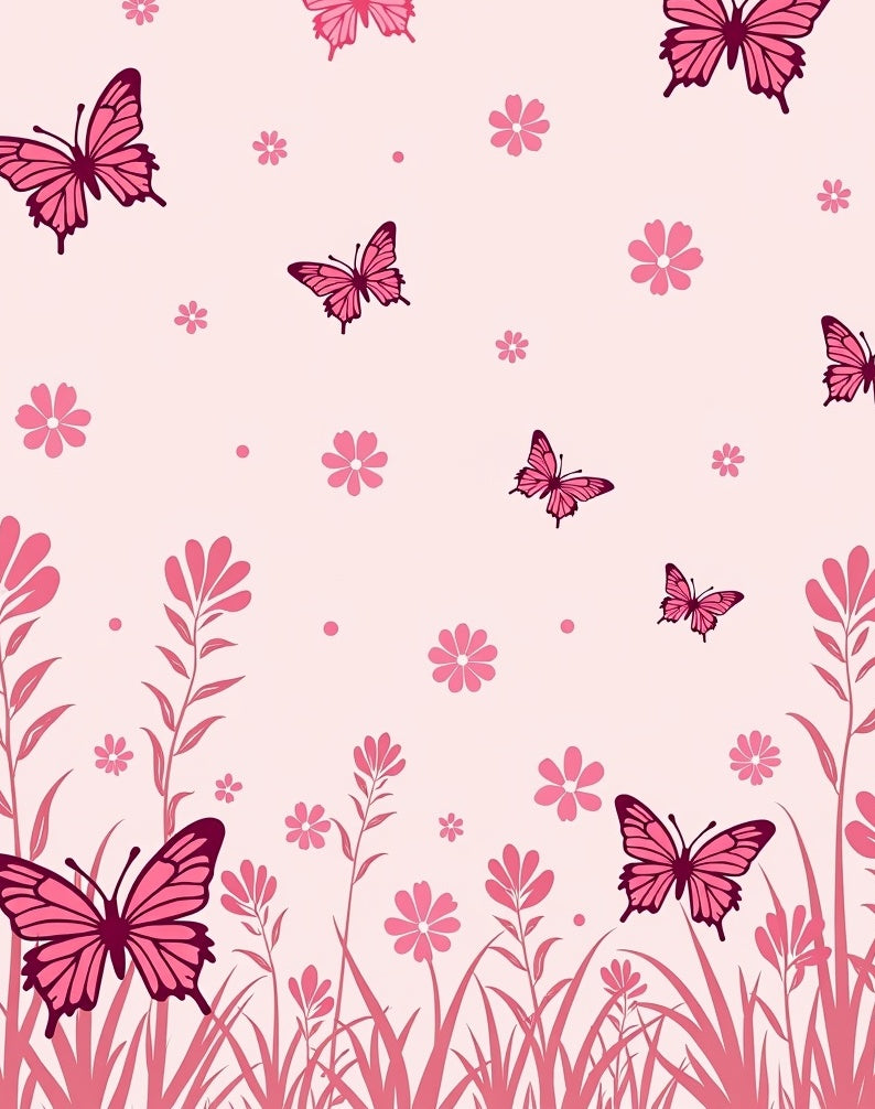 Pink Butterflies and Flowers Garden Design Rug