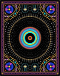 Vibrant Cosmic Sunburst Mandala Design Rug