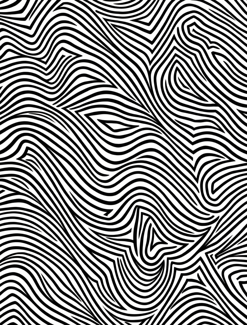 Abstract Black White Wavy Lines Rug