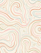 Pastel Swirls with Abstract Shapes Pattern Rug