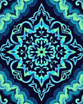 Ornate Aqua Teal Mandala Pattern Rug