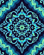Ornate Aqua Teal Mandala Pattern Rug