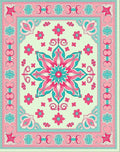 Floral Mandala with Geometric Border Rug