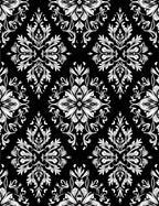 Black and White Floral Damask Design Rug