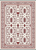 Crimson Ivory Art Deco Geometric Rug