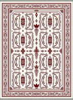 Crimson Ivory Art Deco Geometric Rug