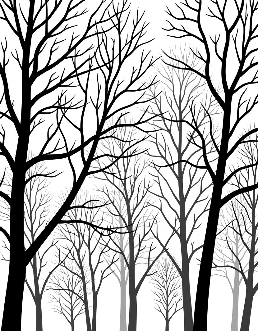 Bare Trees Silhouette Pattern Design Rug
