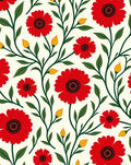 Bold Red Floral Vine Pattern Rug