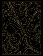 Black Gold Abstract Swirl Pattern Rug