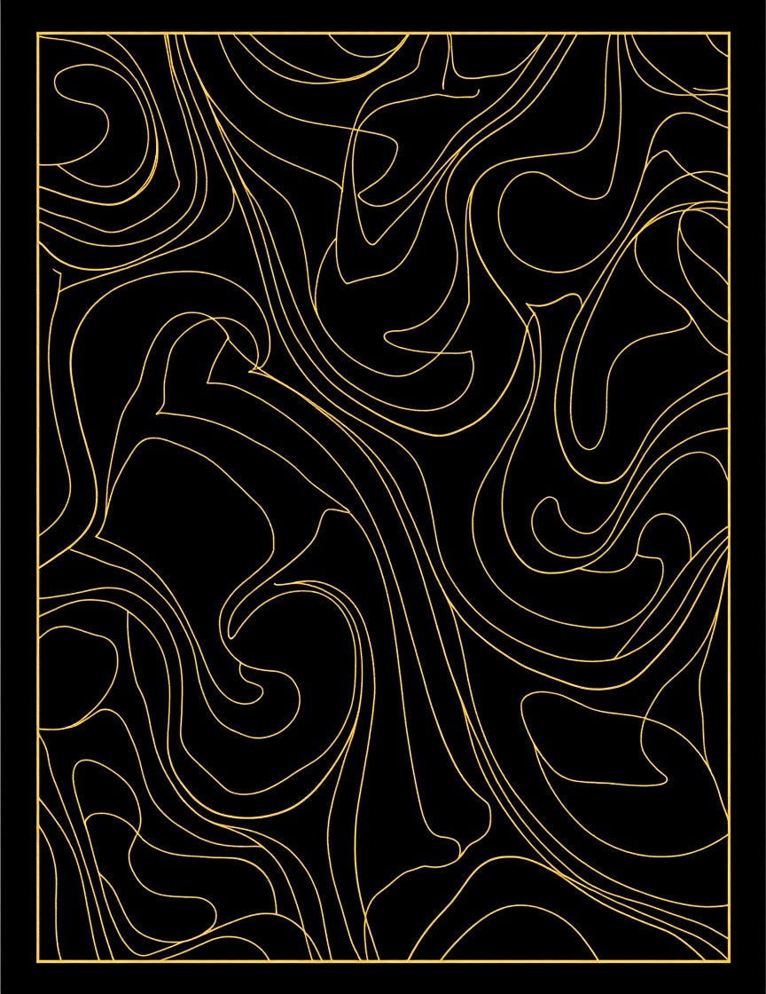 Black Gold Abstract Swirl Pattern Rug