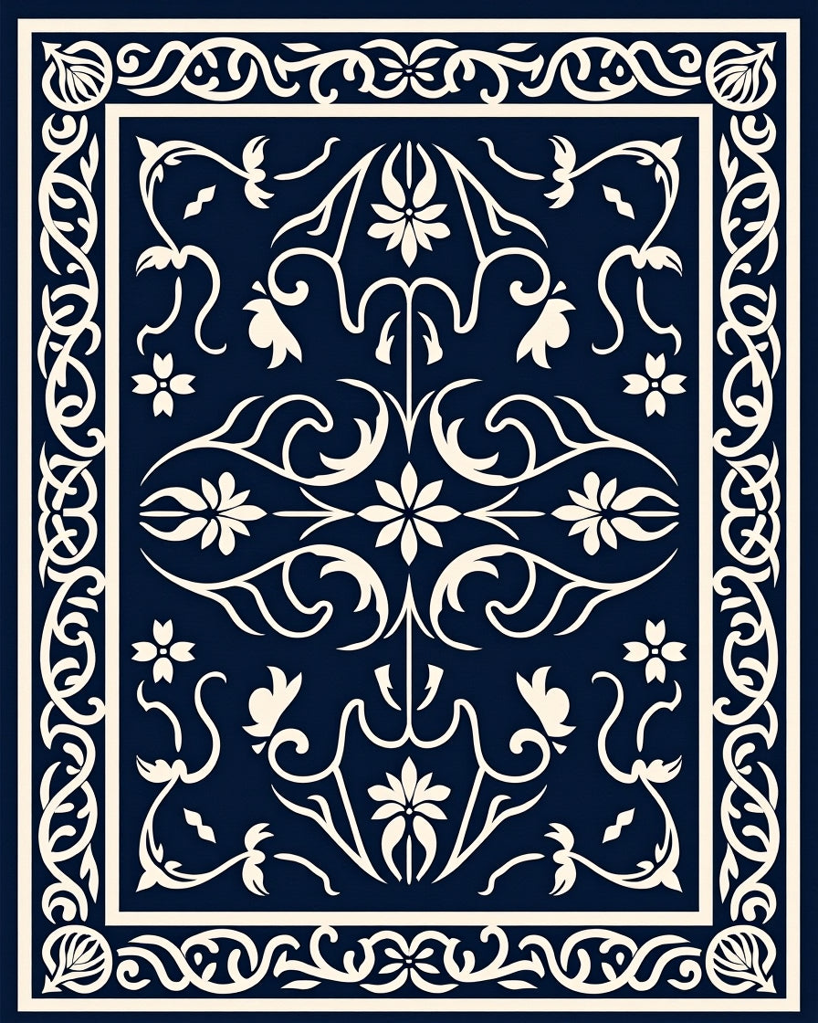 Classic Floral Scrollwork Design Rug