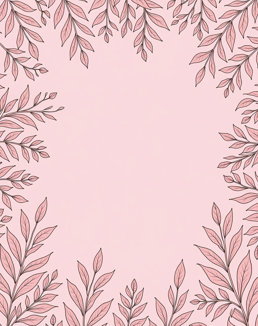 Pale Pink Botanical Leaf Arrangement Rug