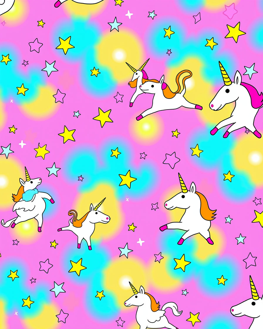 Whimsical Unicorn and Stars Pattern Rug