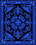 Electric Blue Floral Ornamental Rug