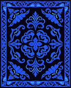 Electric Blue Floral Ornamental Rug