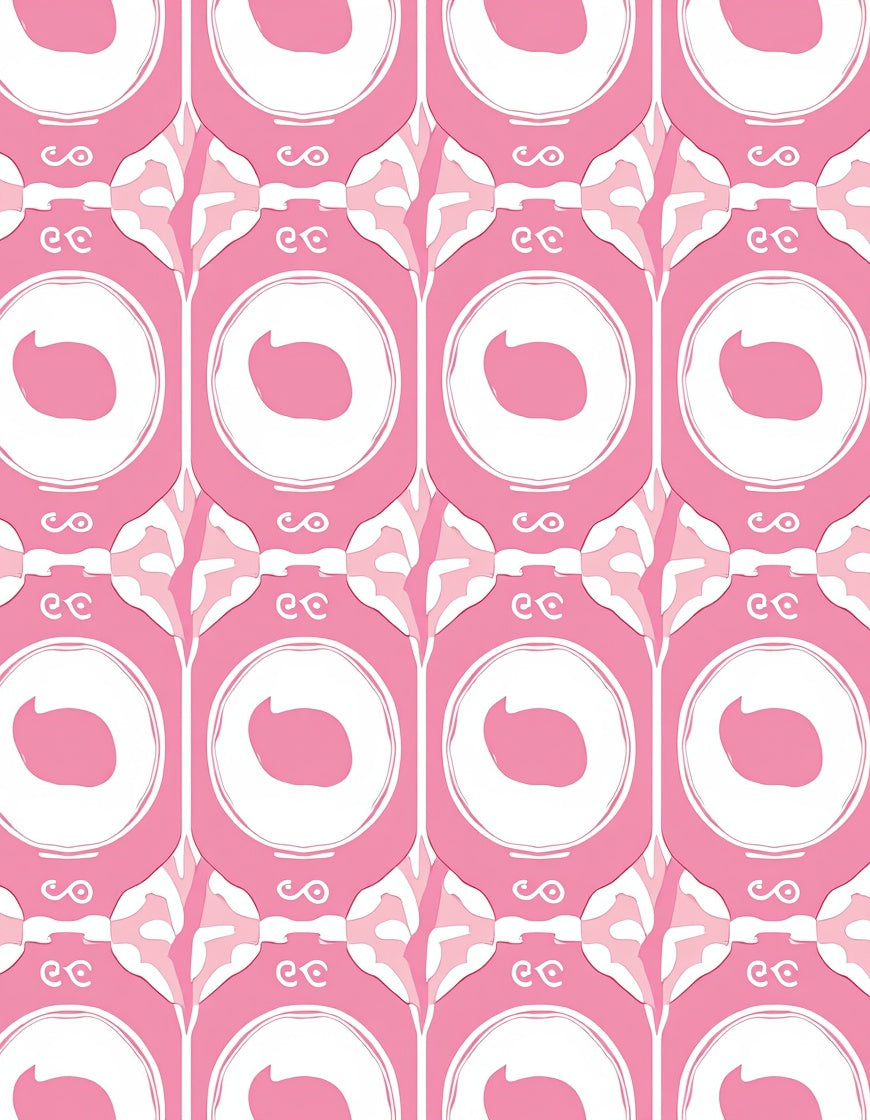 Pink Abstract Calligraphic Pattern Rug