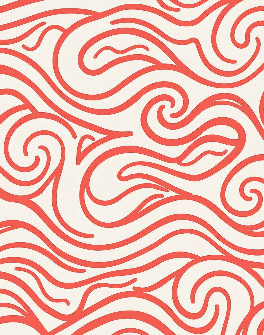 Coral Swirl Flow Pattern Design Rug